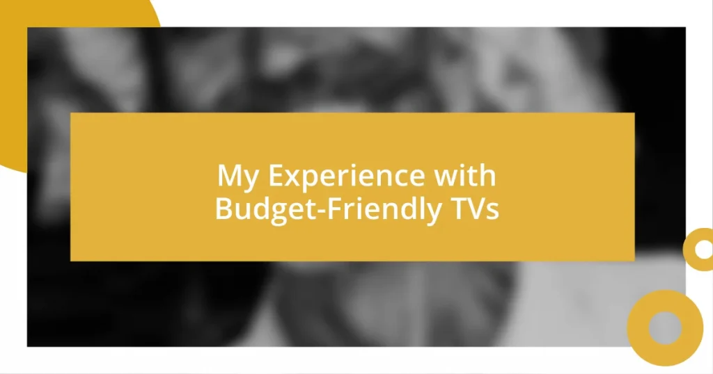 My Experience with Budget-Friendly TVs